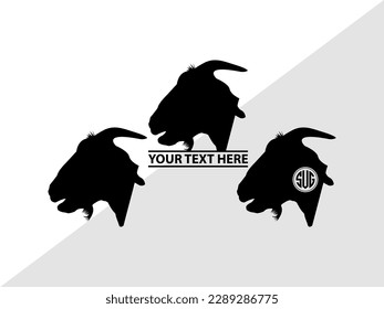 Goat Monogram Vector Illustration Silhouette
