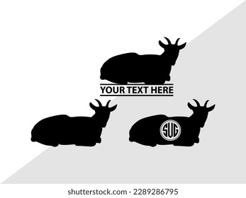 Goat Monogram Vector Illustration Silhouette