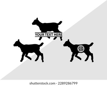 Goat Monogram Vector Illustration Silhouette