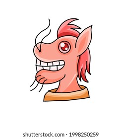 Goat monster vector illustration in simple flat style.