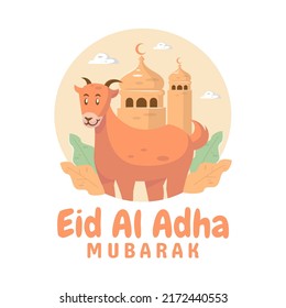 goat and mosque happy Eid al Adha concept