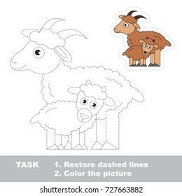 Goat Mother and her baby. Dot to dot educational game for kids.