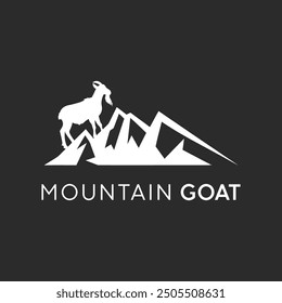 Montaña de cabras. Logotipo de la montaña. Vector de icono plano de cabra