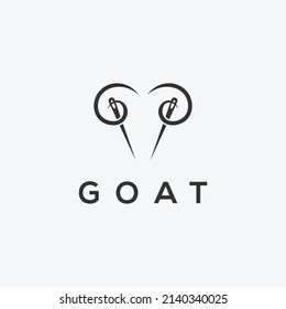 goat with needle logo design vector silhouette illustration on white background