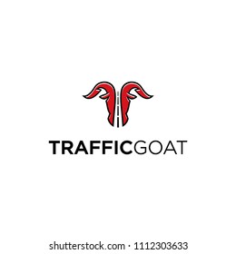 Goat with the negative space of the road 
