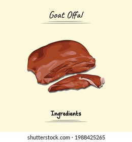 Goat Offal Illustration Sketch And Vector Style. Good to use for restaurant menu, Food recipe book and food ingredients content.