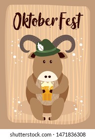 Goat OktoberFest Art Cartoon Cute Goat Animals October Beer Festival Vector Designs