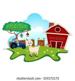 Goat on farm for your design