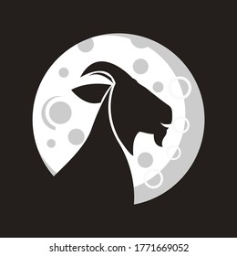 The Goat On The Moon Silhouette Logo