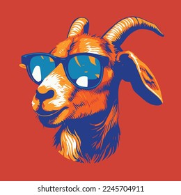 goat on red background with sunglasses, super cool profile picture