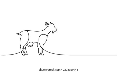 Goat one line continuous drawing. Goat symbol. Farm animal continuous one line illustration. Vector minimalist linear illustration.