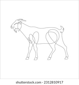 Goat one line continuous drawing. Goat linear icon. Farm animal line art icon illustration. Minimalist linear vector illustration. Vector illustration