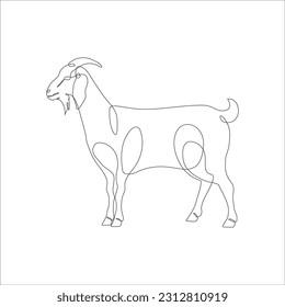 Goat one line continuous drawing. Goat linear icon. Farm animal line art icon illustration. Minimalist linear vector illustration. Vector illustration