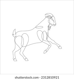 Goat one line continuous drawing. Goat linear icon. Farm animal line art icon illustration. Minimalist linear vector illustration. Vector illustration