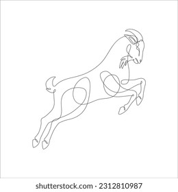 Goat one line continuous drawing. Goat linear icon. Farm animal line art icon illustration. Minimalist linear vector illustration. Vector illustration