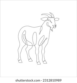 Goat one line continuous drawing. Goat linear icon. Farm animal line art icon illustration. Minimalist linear vector illustration. Vector illustration