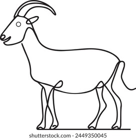 Goat one line continuous drawing. Goat in the grass line art icon. Goat with grass linear icon. Farm animal line art icon illustration. Minimalist linear vector illustration. Vector illustration