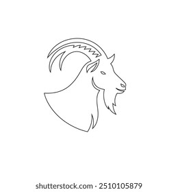 Goat one line continuous drawing. Goat symbol. Farm animal continuous one line illustration. sheep, lamb. Muslim holiday sacrifice an animal to god eid al adha. Vector