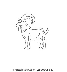 Goat one line continuous drawing. Goat symbol. Farm animal continuous one line illustration. sheep, lamb. Muslim holiday sacrifice an animal to god eid al adha. Vector