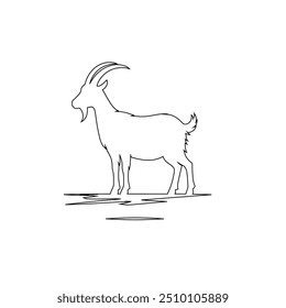 Goat one line continuous drawing. Goat symbol. Farm animal continuous one line illustration. sheep, lamb. Muslim holiday sacrifice an animal to god eid al adha. Vector