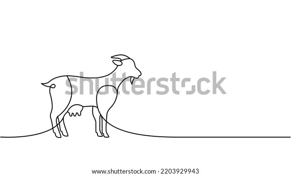 Goat one line continuous drawing. Goat\
symbol. Farm animal continuous one line illustration. Vector\
minimalist linear\
illustration.