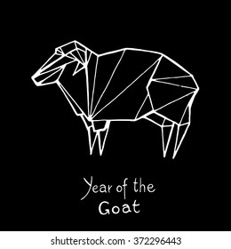 Goat origami, Chinese Zodiac. Hand drawn vector illustration