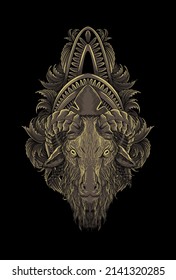 Goat with ornament artwork illustration