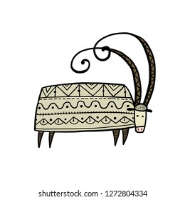 Goat ornate, simple sketch for your design