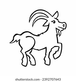 goat outline, line, vector illustration eps 10