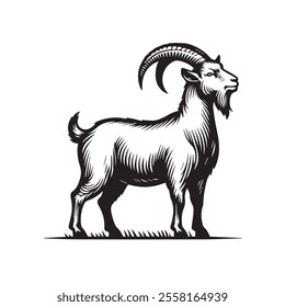 goat outline vector art black color.