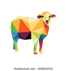 Goat Polygon low poly silhouettes. Colorful Goat Vector Icon. Goat colorful logo. Colorful abstract Icon.