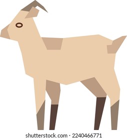 Goat in polygonal style. Farm animal color icon