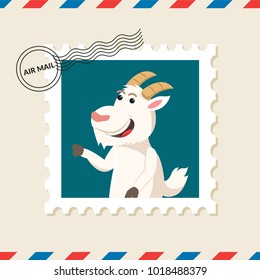Goat postage stamp on air mail envelope