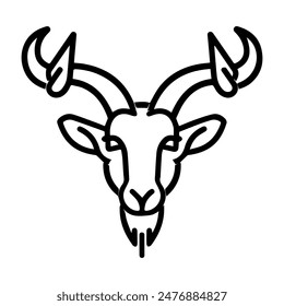 Goat Power logo or modern line icon. Vector line art and icon design with bold outline. Black and white Pixel Perfect minimalistic symbol isolate white background. Creative logotype