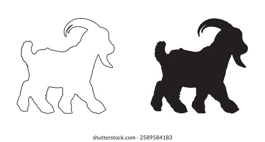 Goat Profile Silhouette - Detailed Goat Vector for Art
