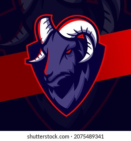 goat ram head mascot esport logo design character for sport game and farm logo