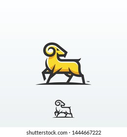 Goat Ram Illustration Logo Design Vector Template