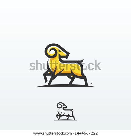 Goat Ram Illustration Logo Design Vector Template