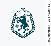 Goat rampant badge logo vector