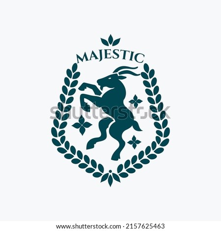 Goat rampant badge logo vector
