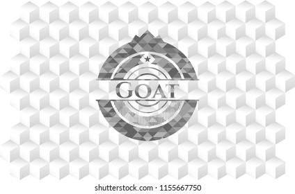 Goat realistic grey emblem with cube white background