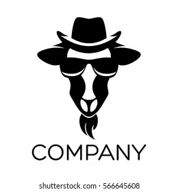 goat in retro hat logo