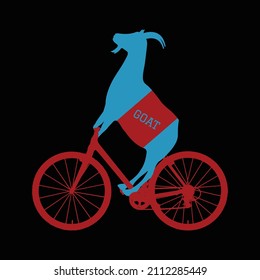 Goat Riding Bicycle T Shirt Design And Vector Illustration. 