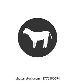 goat in round silhouette  vector design template illustration