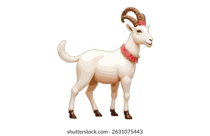 A Goat, Sacrificial Goat, Ibex Vector, Goat, Zodiac Symbol Illustration Vector.