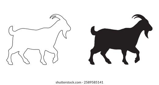 Goat Shape Silhouette - Perfect Goat Outline for Logos
