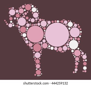 goat shape vector design by color point