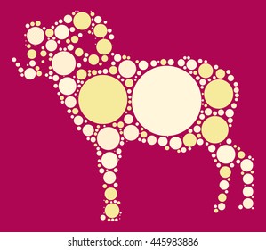 goat shape vector design by color point