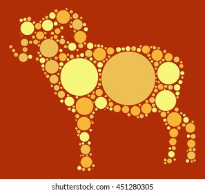 goat shape vector design by color point
