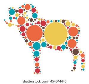 goat shape vector design by color point